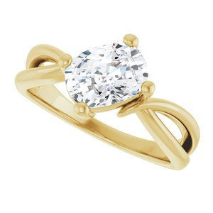 18K Yellow Gold 8x6 mm Elongated Cushion Ring Mounting – image 8