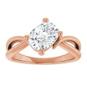 10K Rose Gold 8x6 mm Elongated Cushion Ring Mounting – image 5