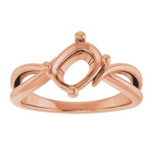14K Rose Gold 8x6 mm Elongated Cushion Ring Mounting – image 6