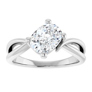 14K White Gold 8x6 mm Elongated Cushion Ring Mounting – image 5