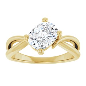 18K Yellow Gold 8x6 mm Elongated Cushion Ring Mounting – image 5