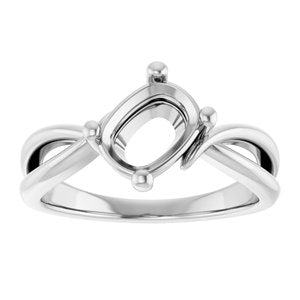 14K White Gold 8x6 mm Elongated Cushion Ring Mounting – image 6