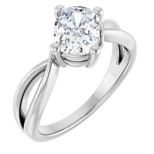 Platinum 8x6 mm Elongated Cushion Ring Mounting