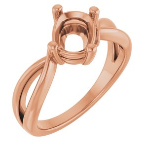 14K Rose Gold 8x6 mm Elongated Cushion Ring Mounting – image 2