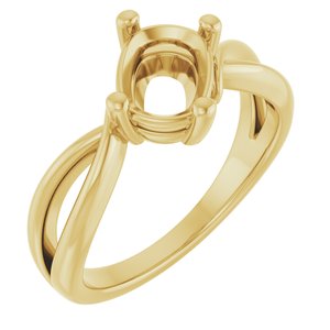 10K Yellow Gold 8x6 mm Elongated Cushion Ring Mounting – image 2