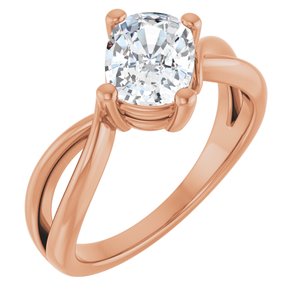 14K Rose Gold 8x6 mm Elongated Cushion Ring Mounting