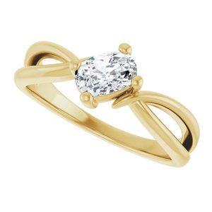 10K Yellow Gold 6x4 mm Elongated Cushion Ring Mounting – image 8