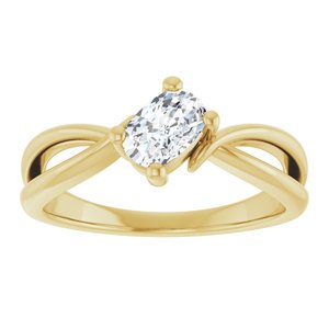 10K Yellow Gold 6x4 mm Elongated Cushion Ring Mounting – image 5