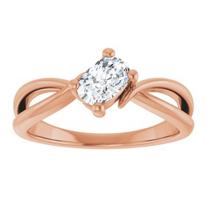 18K Rose Gold 6x4 mm Elongated Cushion Ring Mounting – image 5