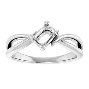 18K White Gold 6x4 mm Elongated Cushion Ring Mounting – image 6