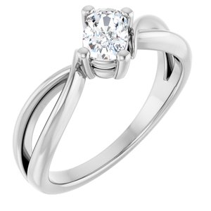 18K White Gold 6x4 mm Elongated Cushion Ring Mounting