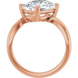 10K Rose Gold 11x9 mm Elongated Cushion Ring Mounting – image 3
