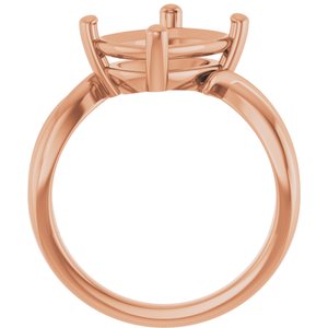 18K Rose Gold 11x9 mm Elongated Cushion Ring Mounting – image 4