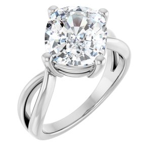14K White Gold 11x9 mm Elongated Cushion Ring Mounting