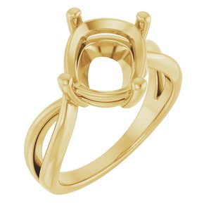 10K Yellow Gold 11x9 mm Elongated Cushion Ring Mounting – image 2