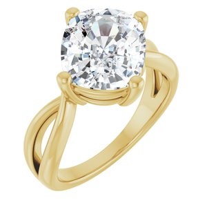 10K Yellow Gold 11x9 mm Elongated Cushion Ring Mounting