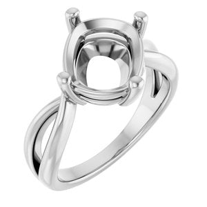 Platinum 11x9 mm Elongated Cushion Ring Mounting – image 2