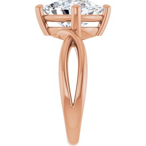 10K Rose Gold 11x9 mm Elongated Cushion Ring Mounting – image 7