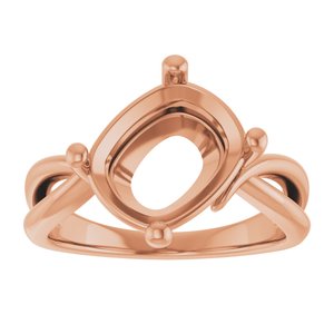 18K Rose Gold 11x9 mm Elongated Cushion Ring Mounting – image 6