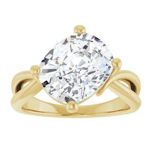 10K Yellow Gold 11x9 mm Elongated Cushion Ring Mounting – image 5