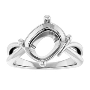 Platinum 11x9 mm Elongated Cushion Ring Mounting – image 6