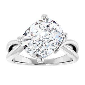 14K White Gold 11x9 mm Elongated Cushion Ring Mounting – image 5