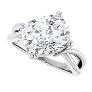 14K White Gold 11x9 mm Elongated Cushion Ring Mounting – image 8