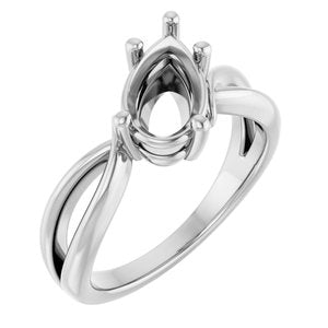 Sterling Silver 10x6 mm Pear Ring Mounting – image 2