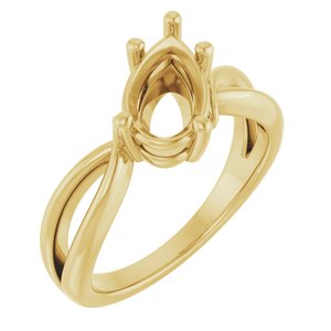 10K Yellow Gold 10x6 mm Pear Ring Mounting – image 2