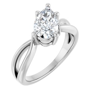 Continuum Sterling Silver 10x6 mm Pear Ring Mounting