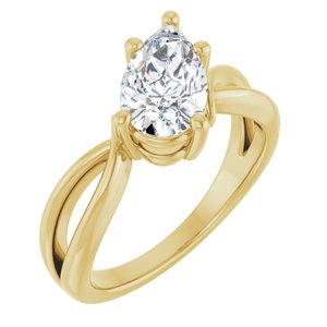 14K Yellow Gold 10x6 mm Pear Ring Mounting