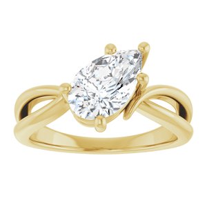 14K Yellow Gold 10x6 mm Pear Ring Mounting – image 5