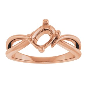 14K Rose Gold 7x5 mm Elongated Cushion Ring Mounting – image 6