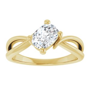 18K Yellow Gold 7x5 mm Elongated Cushion Ring Mounting – image 5