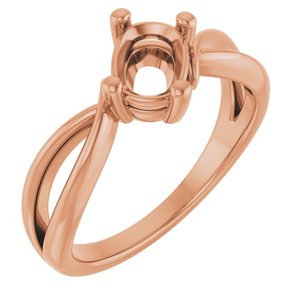 14K Rose Gold 7x5 mm Elongated Cushion Ring Mounting – image 2