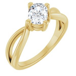 18K Yellow Gold 7x5 mm Elongated Cushion Ring Mounting