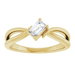 18K Yellow Gold 5x3 mm Emerald Ring Mounting – image 5