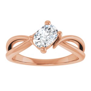 18K Rose Gold 6.5x4.5 mm Elongated Cushion Ring Mounting – image 5