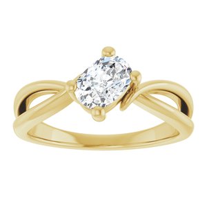 10K Yellow Gold 6.5x4.5 mm Elongated Cushion Ring Mounting – image 5