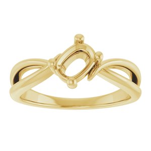 14K Yellow Gold 6.5x4.5 mm Elongated Cushion Ring Mounting – image 6