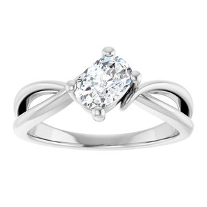 14K White Gold 6.5x4.5 mm Elongated Cushion Ring Mounting – image 5