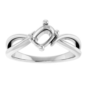 14K X1 White Gold 6.5x4.5 mm Elongated Cushion Ring Mounting – image 6