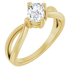 18K Yellow Gold 6.5x4.5 mm Elongated Cushion Ring Mounting