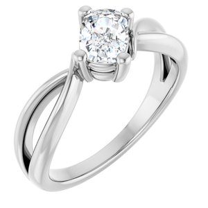 14K X1 White Gold 6.5x4.5 mm Elongated Cushion Ring Mounting