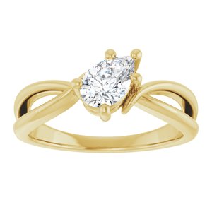 14K Yellow Gold 7x4.5 mm Pear Ring Mounting – image 5