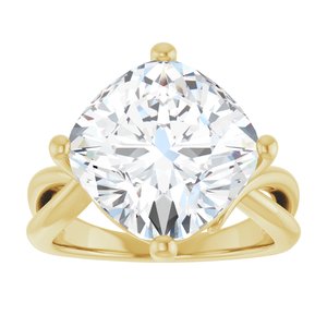 18K Yellow Gold 12x12 mm Cushion Ring Mounting – image 5