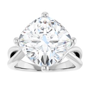 10K White Gold 12x12 mm Cushion Ring Mounting – image 5