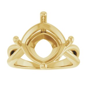 18K Yellow Gold 12x12 mm Cushion Ring Mounting – image 6
