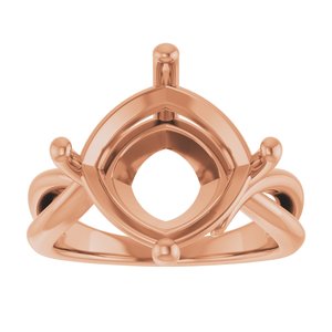 18K Rose Gold 12x12 mm Cushion Ring Mounting – image 6