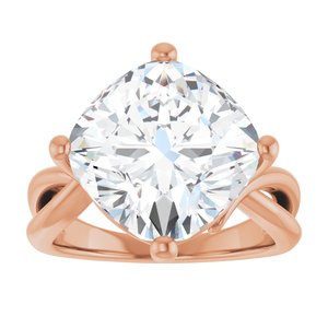 14K Rose Gold 12x12 mm Cushion Ring Mounting – image 5